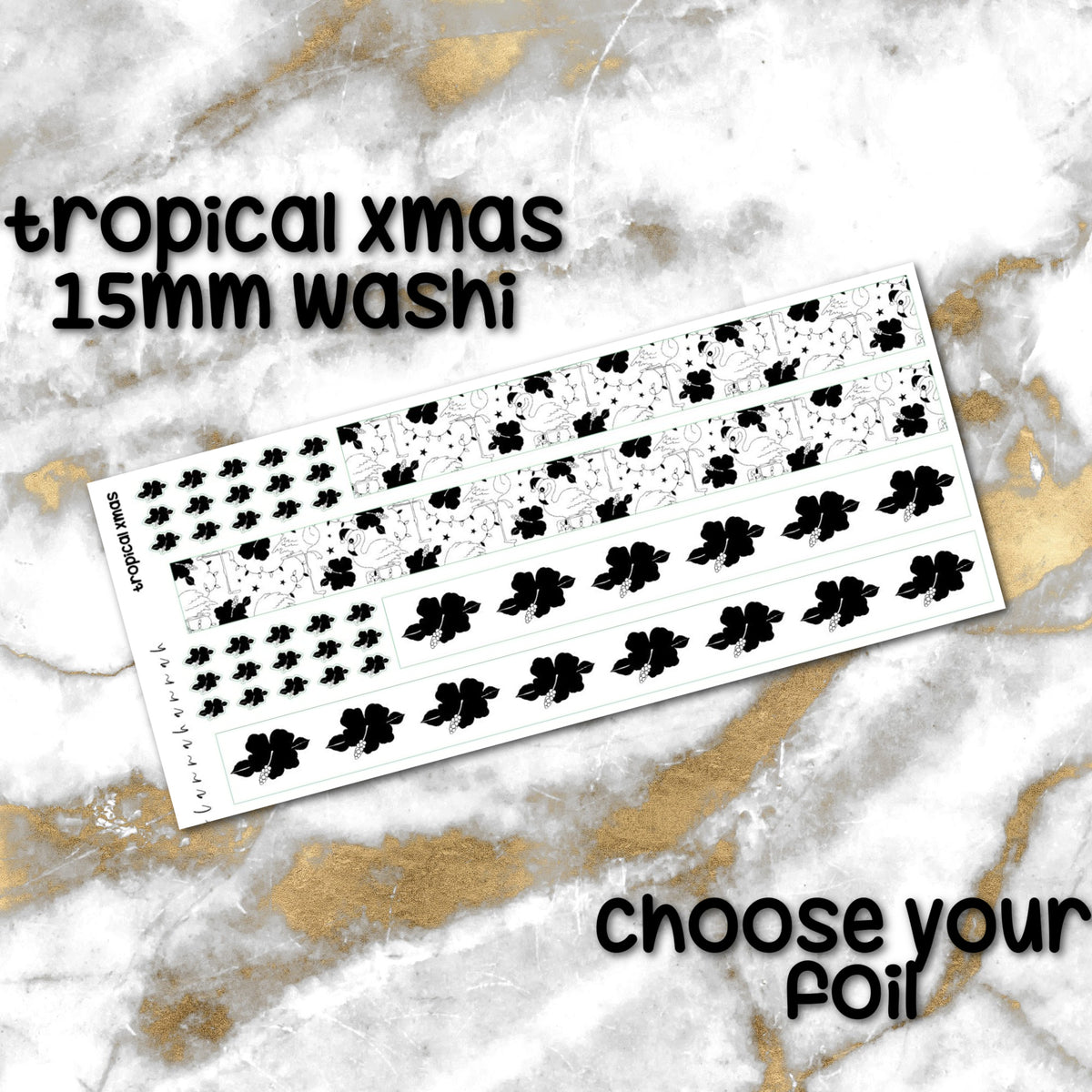 Tropical Xmas | Foiled Holiday 15mm Washi Overlay