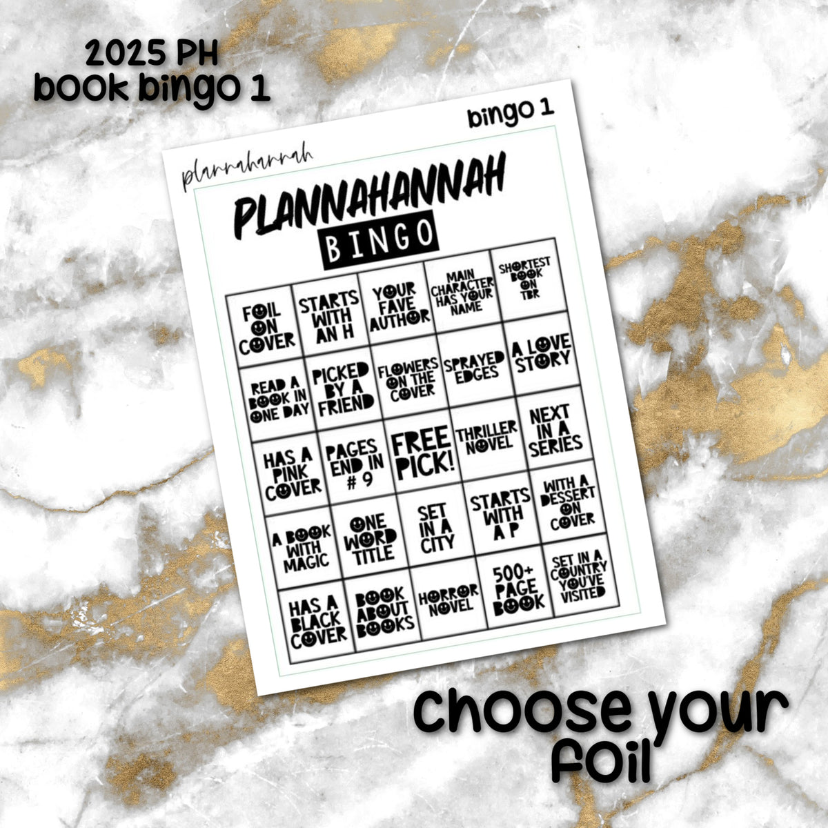 2025 Plannahannah Bingo Board 1 | Foiled Journal Sticker