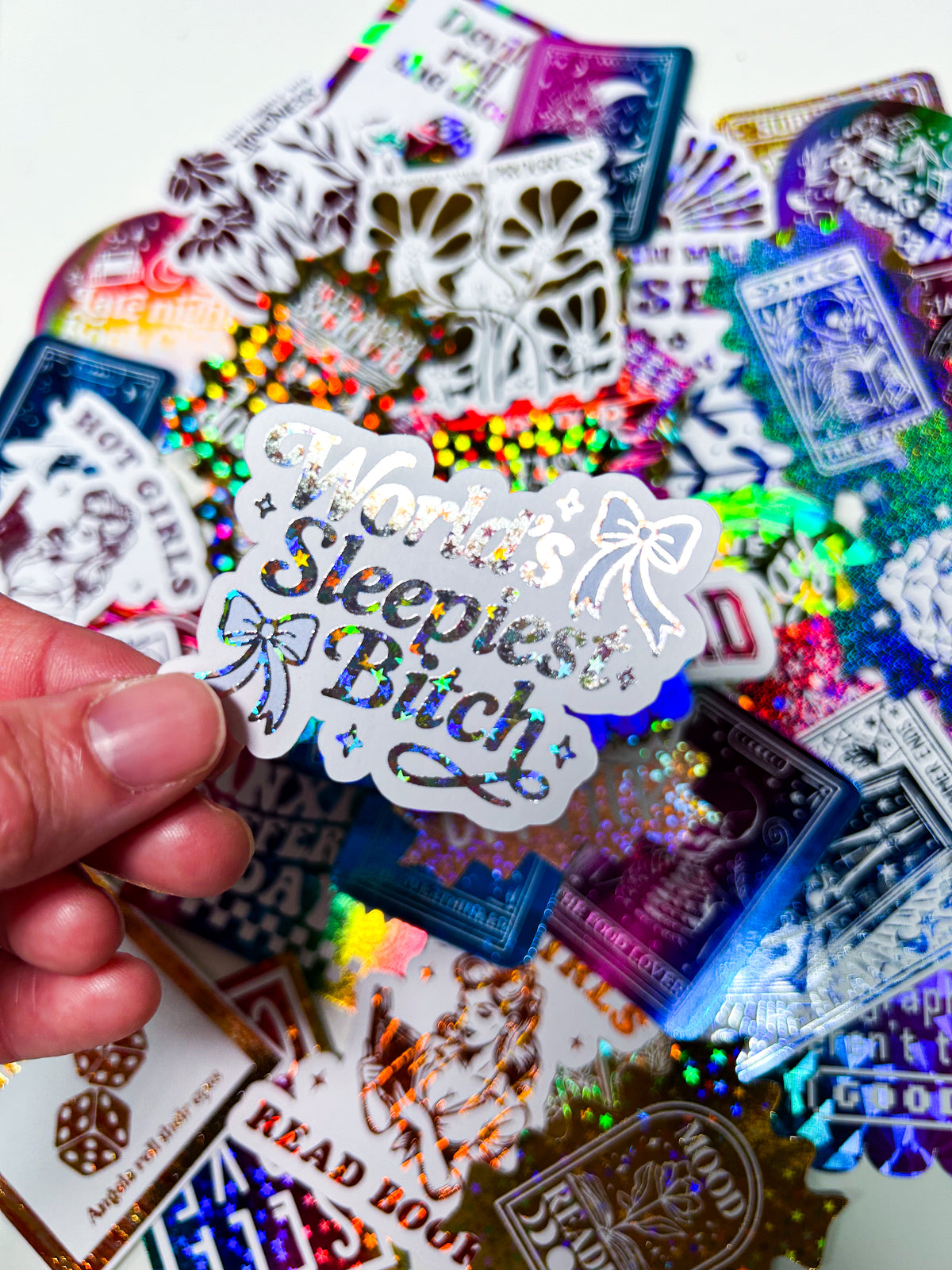 World's Sleepiest Bitch | Holographic Foiled Die Cut *NOT WATERPROOF*