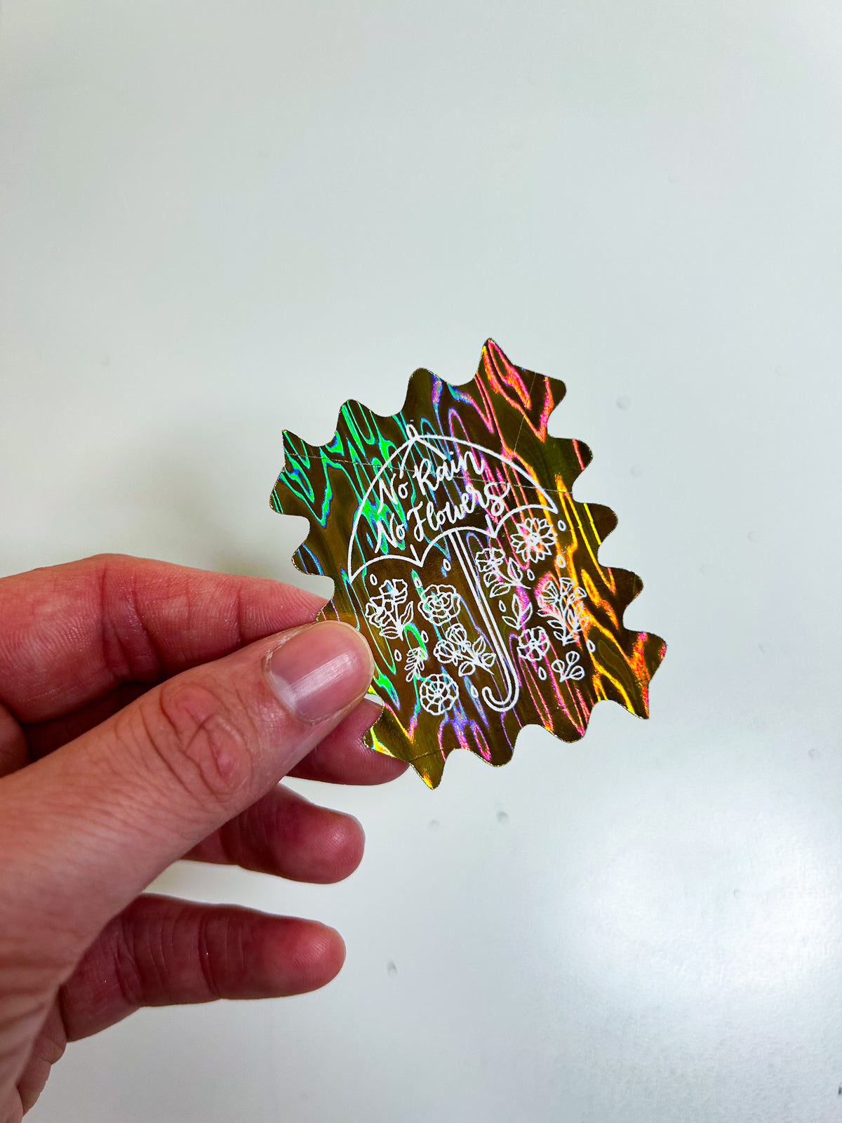 No Rain No Flowers | Foiled Die Cut Sticker *NOT WATERPROOF*