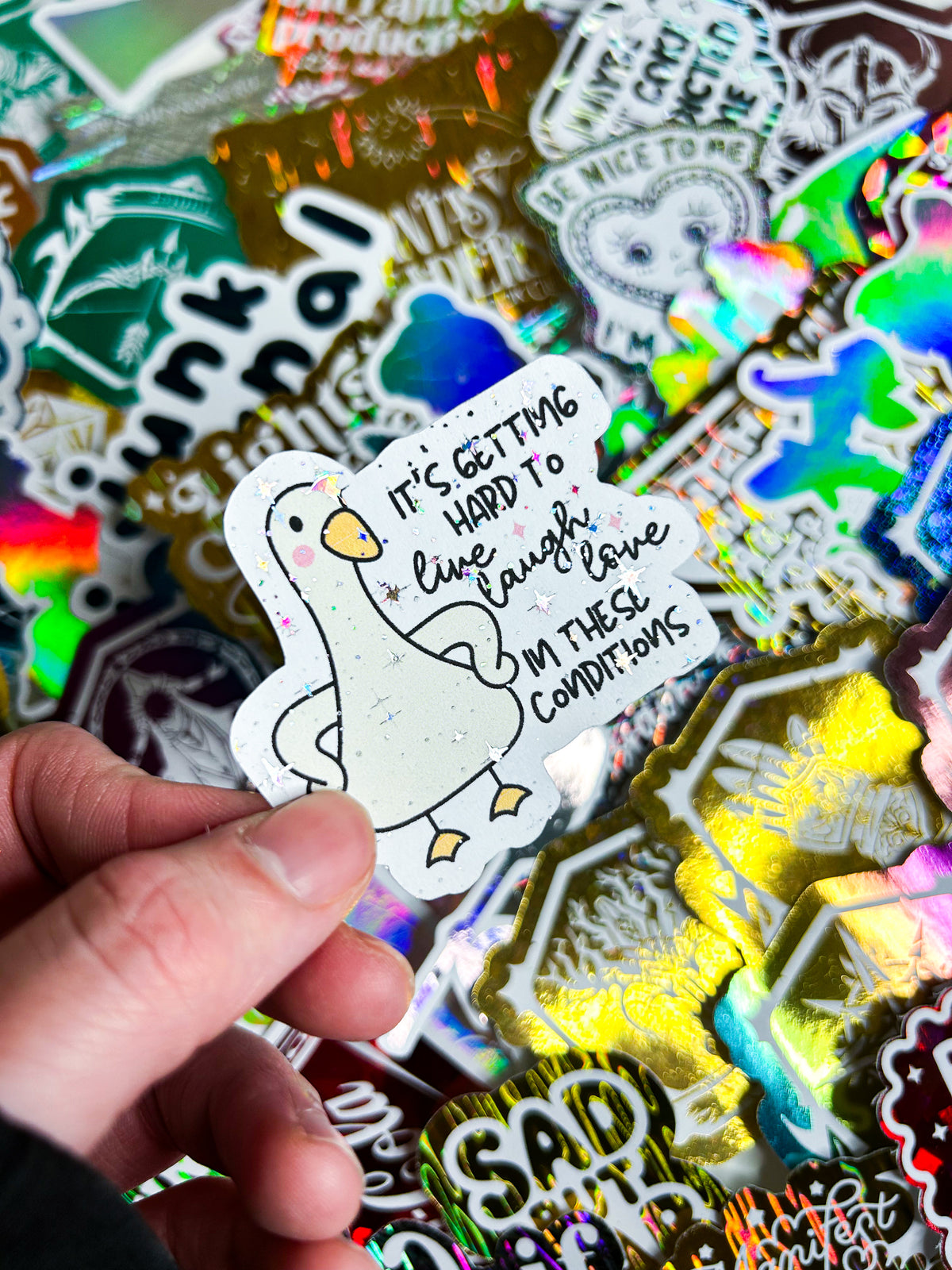 Hard To Live Laugh Love | Holographic Foiled Die Cut *NOT WATERPROOF*