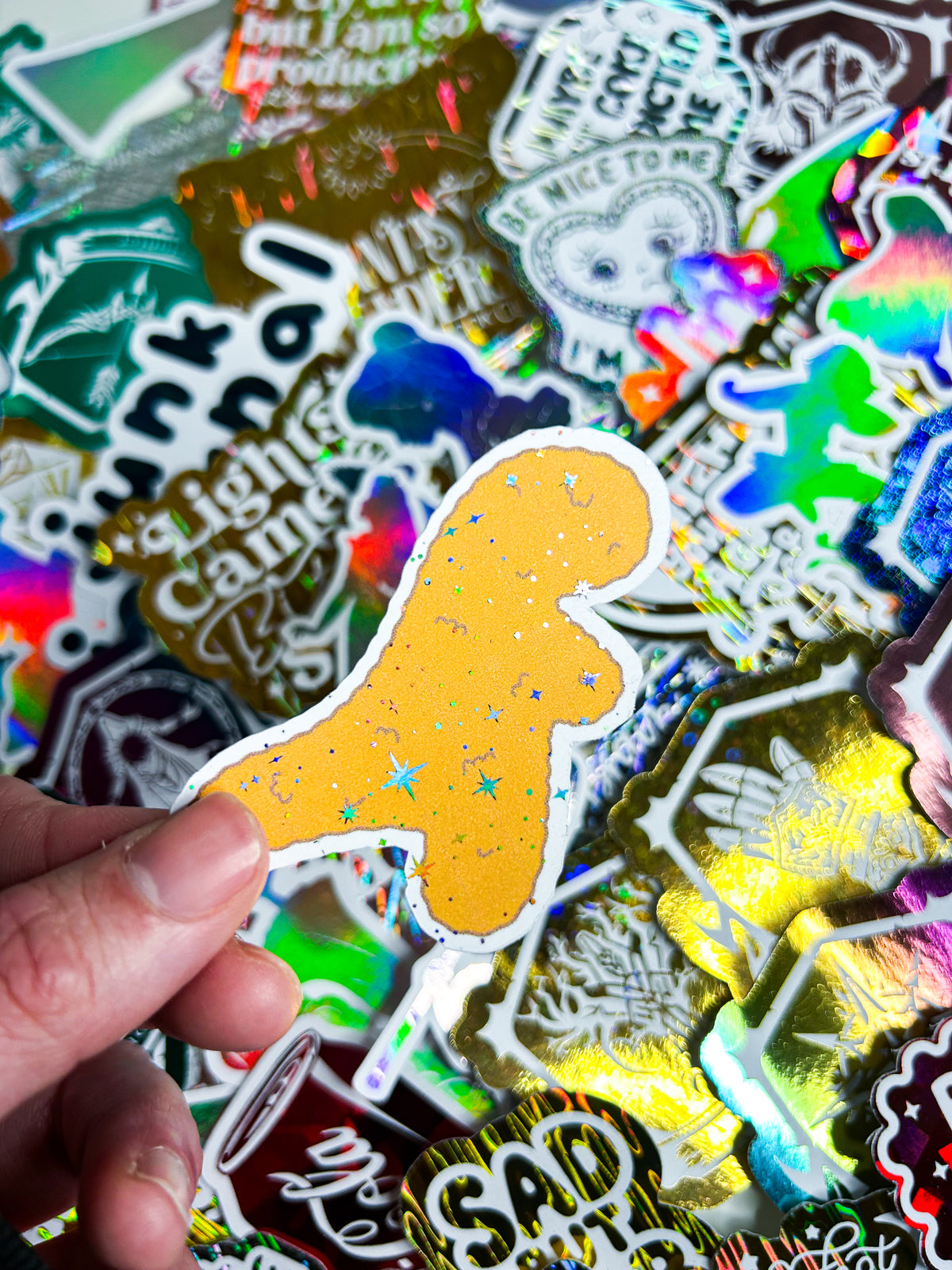 Dino Nugget Tyrannosaurus Rex | Holographic Foiled Die Cut *NOT WATERPROOF*