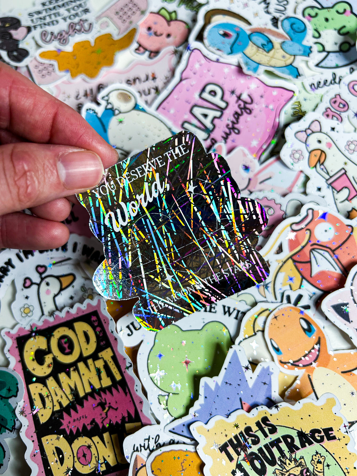 you deserve the world | Foiled Die Cut Sticker *NOT WATERPROOF*