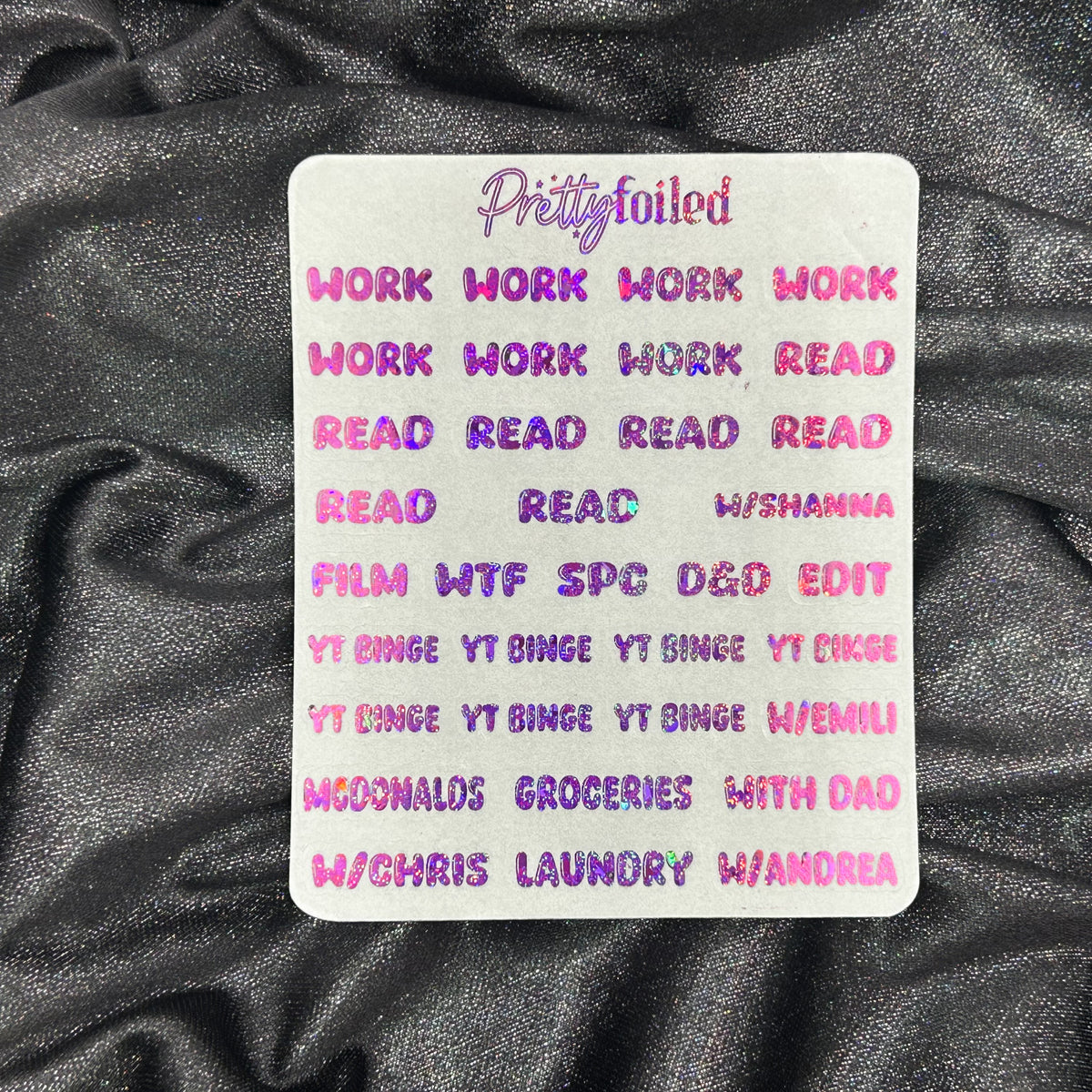 Custom MULTI - up to 30 scripts | Foiled Script Sticker