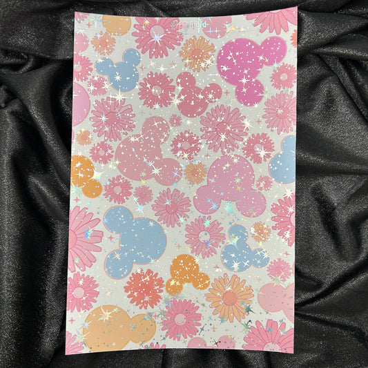 Flower Mouse | Foiled Background A5 Paper