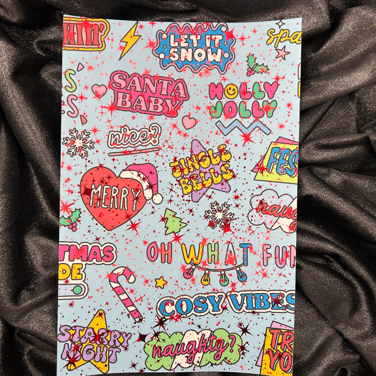 Christmas Stickers | Holiday Foiled A5 Background Paper