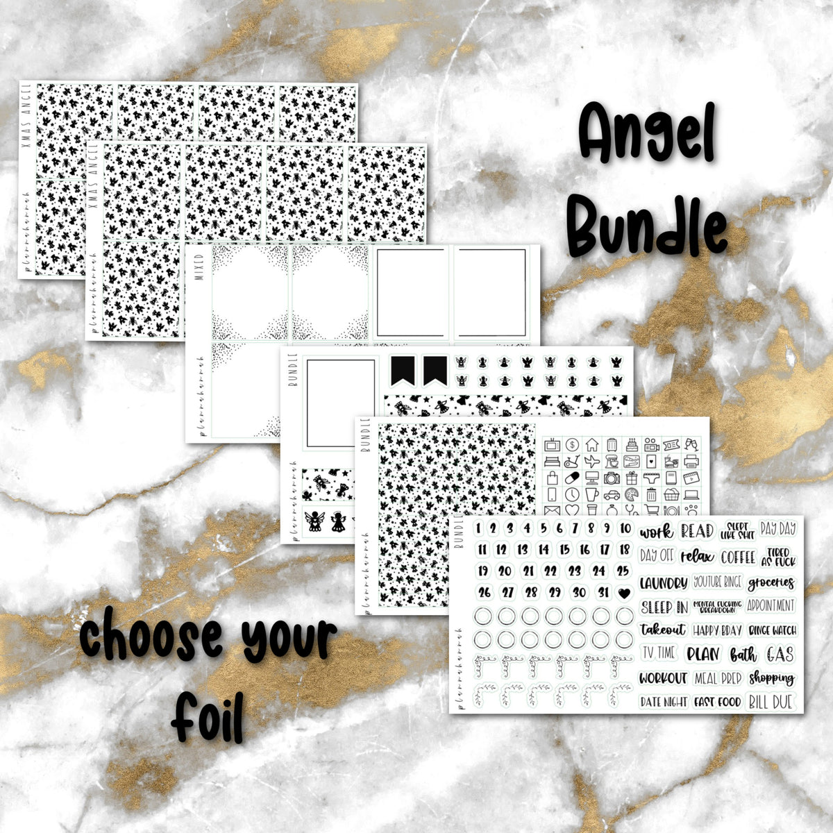 Angel | Foiled Holiday Sticker Bundle