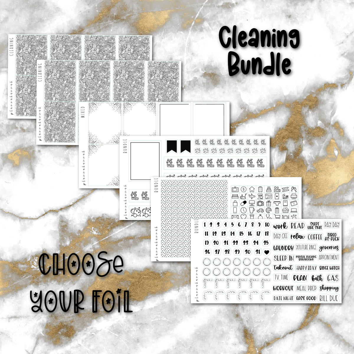 Cleaning | Foiled Sticker Bundle