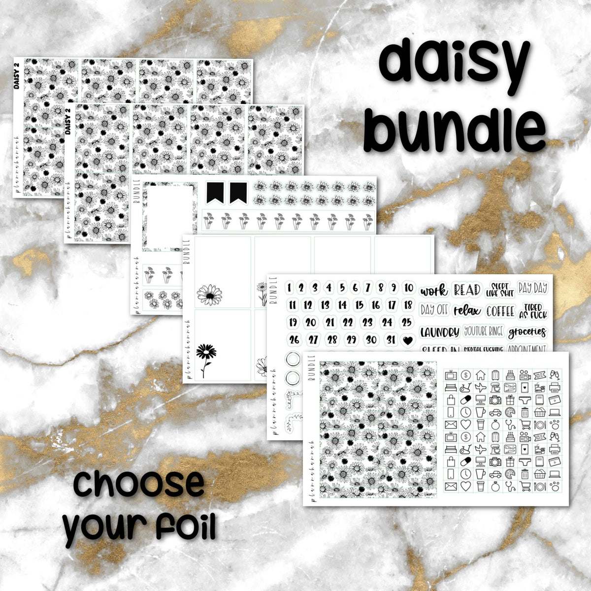 Daisy | Foiled Sticker Bundle