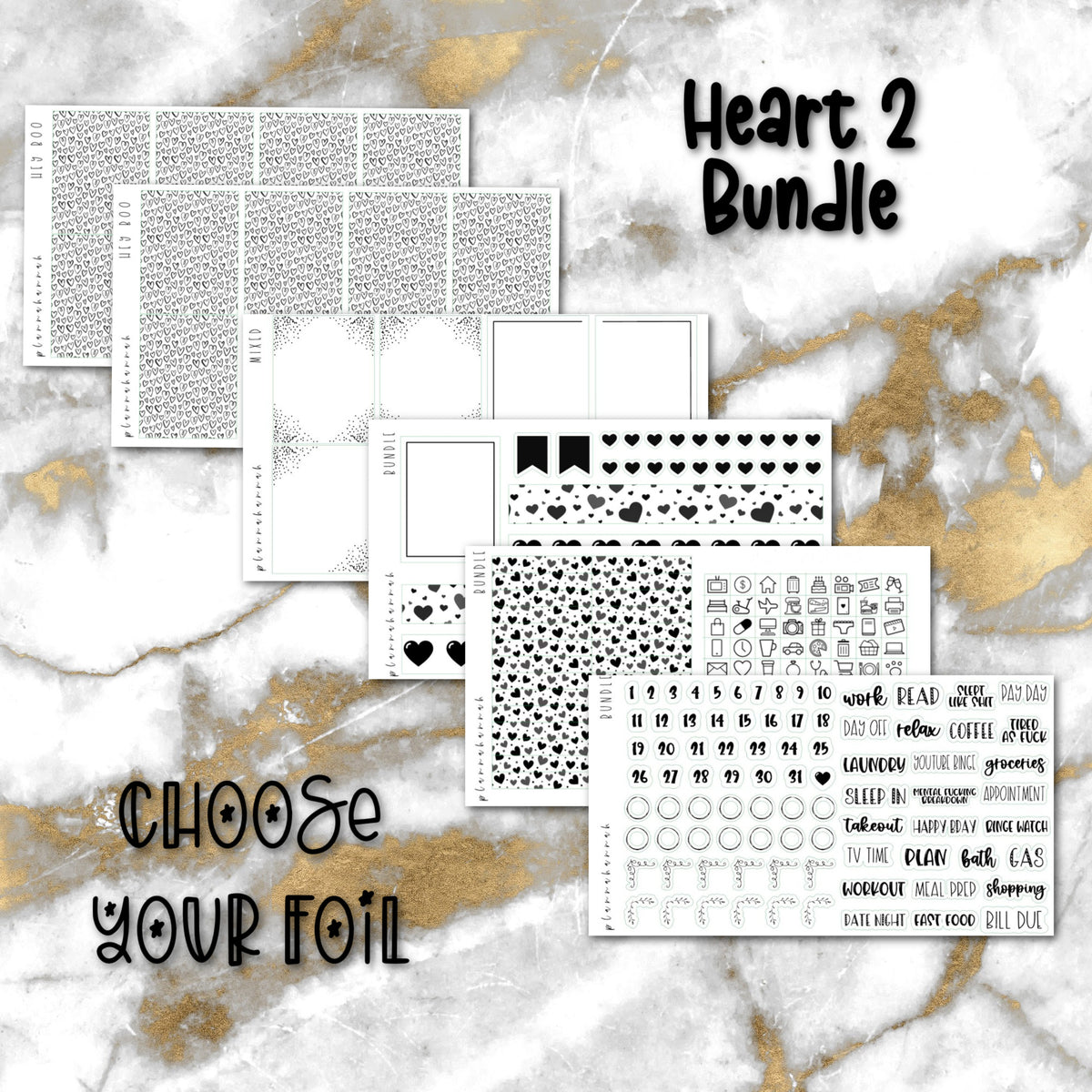 Heart 2 | Foiled Sticker Bundle