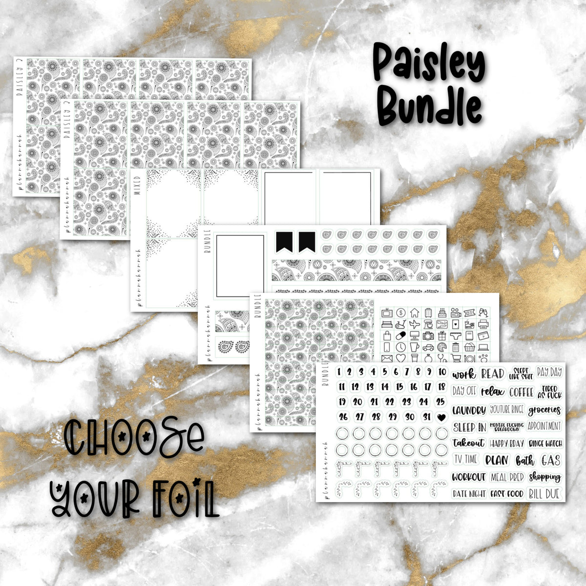 Paisley | Foiled Sticker Bundle