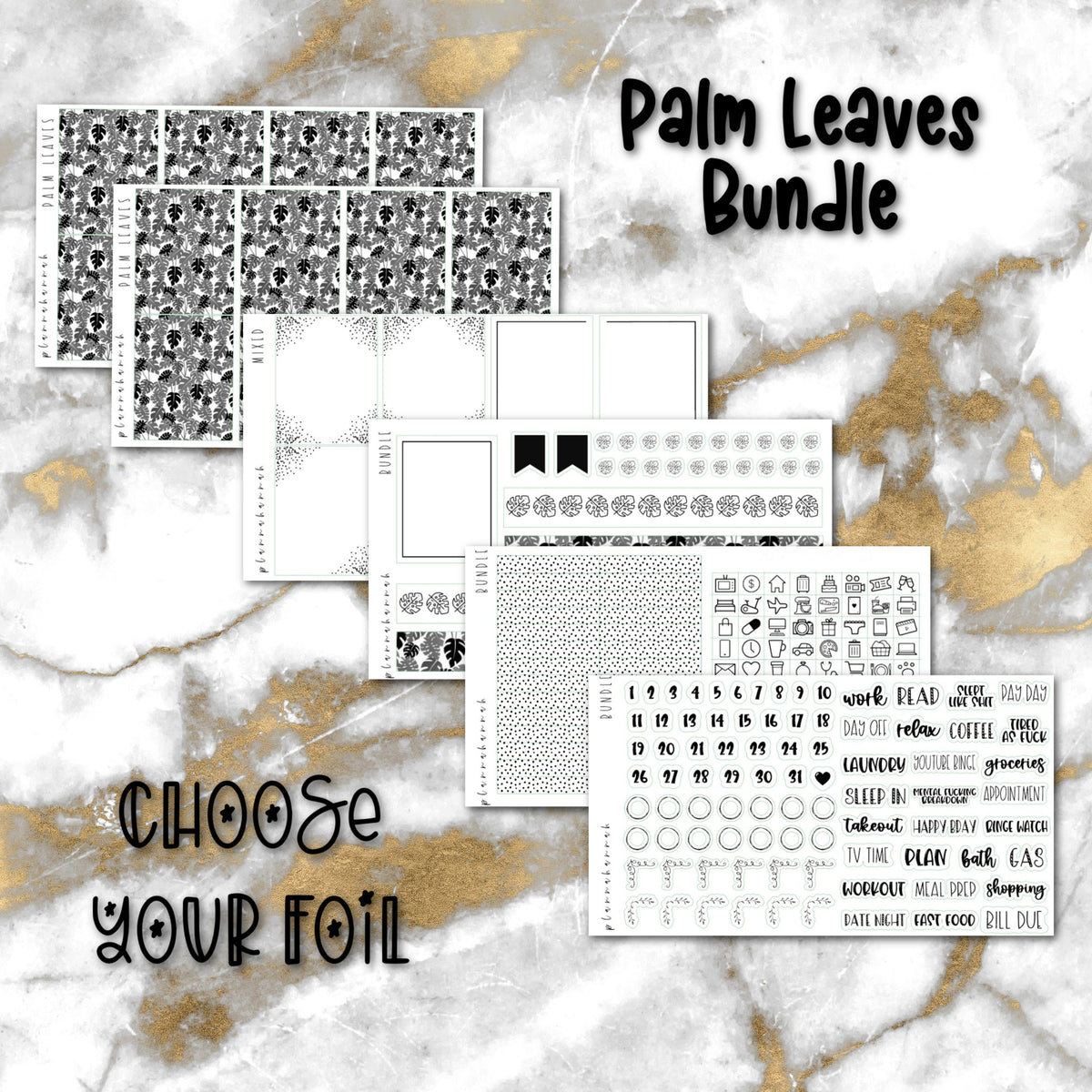 Palm Leaves | Foiled Sticker Bundle
