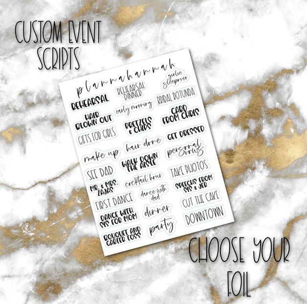 Custom MULTI UPLOAD YOUR FONT - up to 30 scripts | Foiled Script Sticker