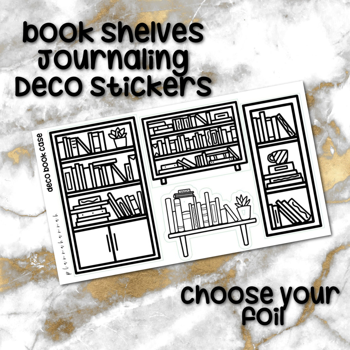 Book Shelves | Foiled Reading Journal Deco