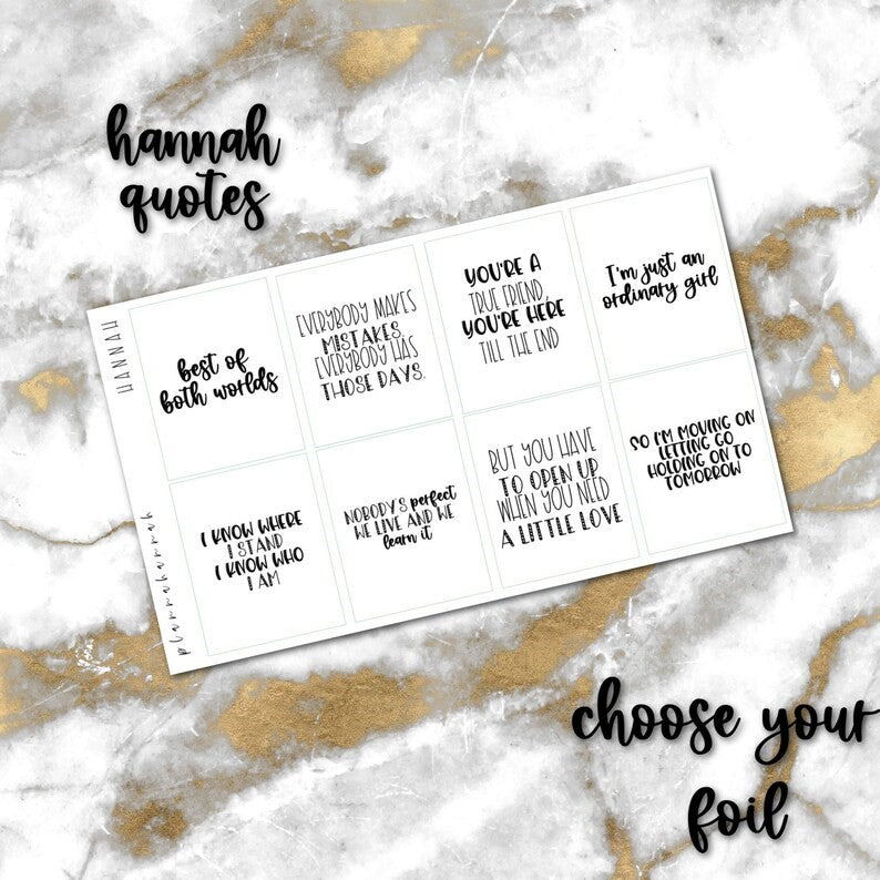 Hannah | Foiled Fandom Quotes
