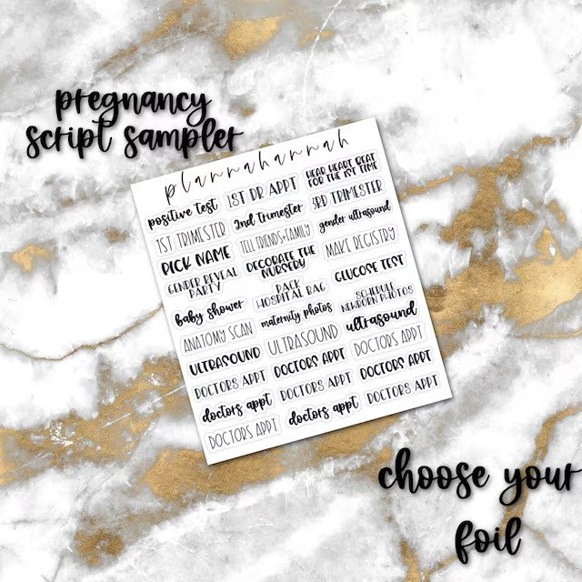 Pregnancy | Foiled Script Sampler
