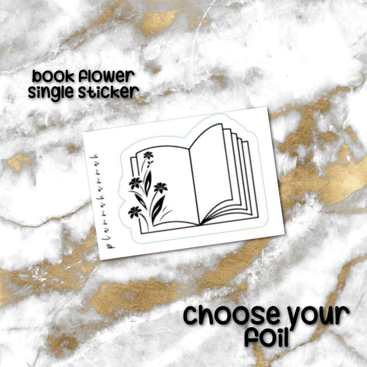 Book with Flowers | Foiled Single Sticker *NOT WATERPROOF*