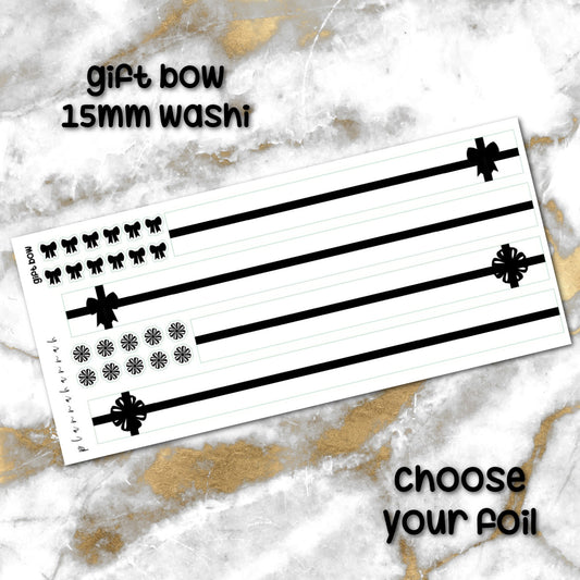 Gift Bow | Foiled Holiday 15mm Washi Overlay