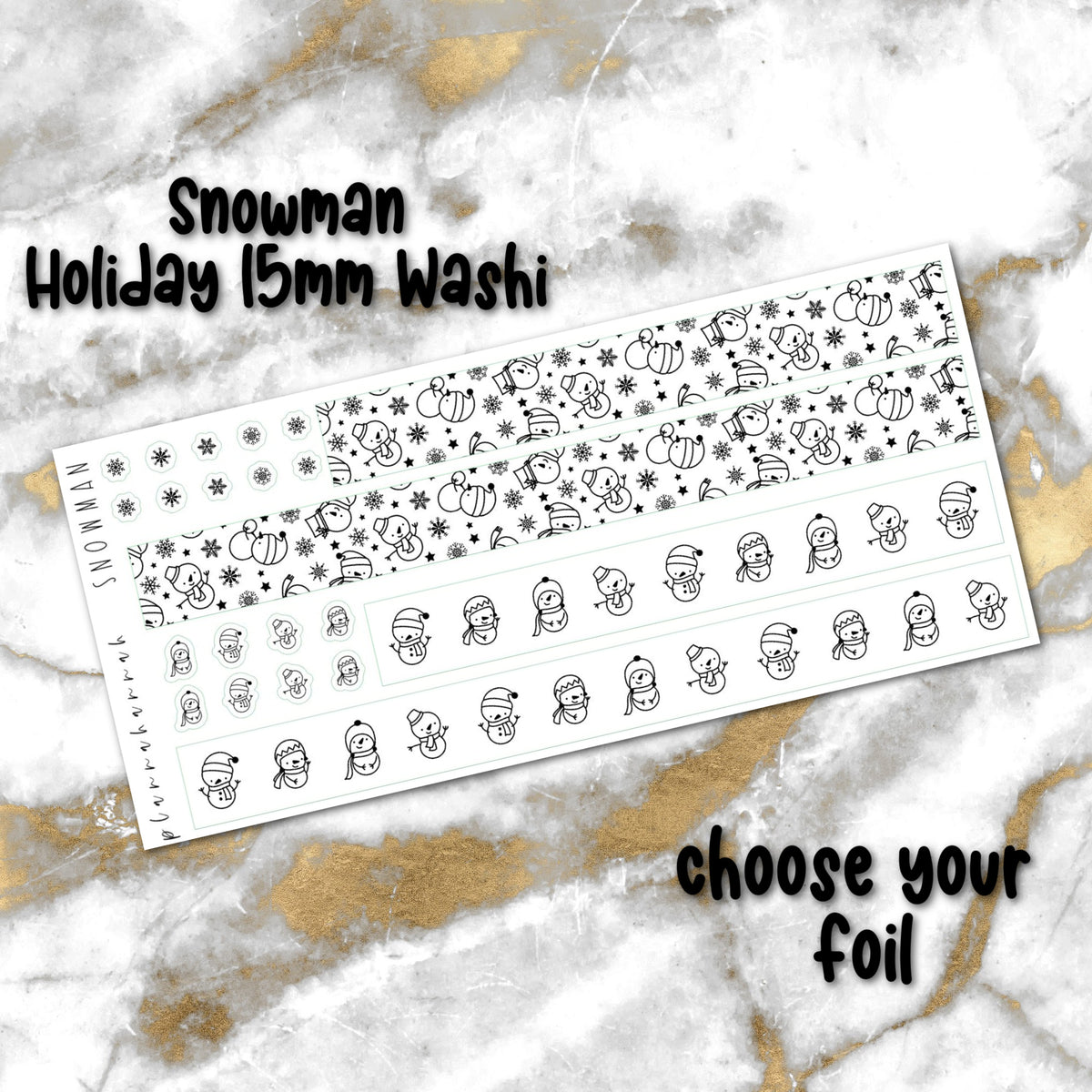 Snowman | Foiled Holiday 15mm Washi Overlay