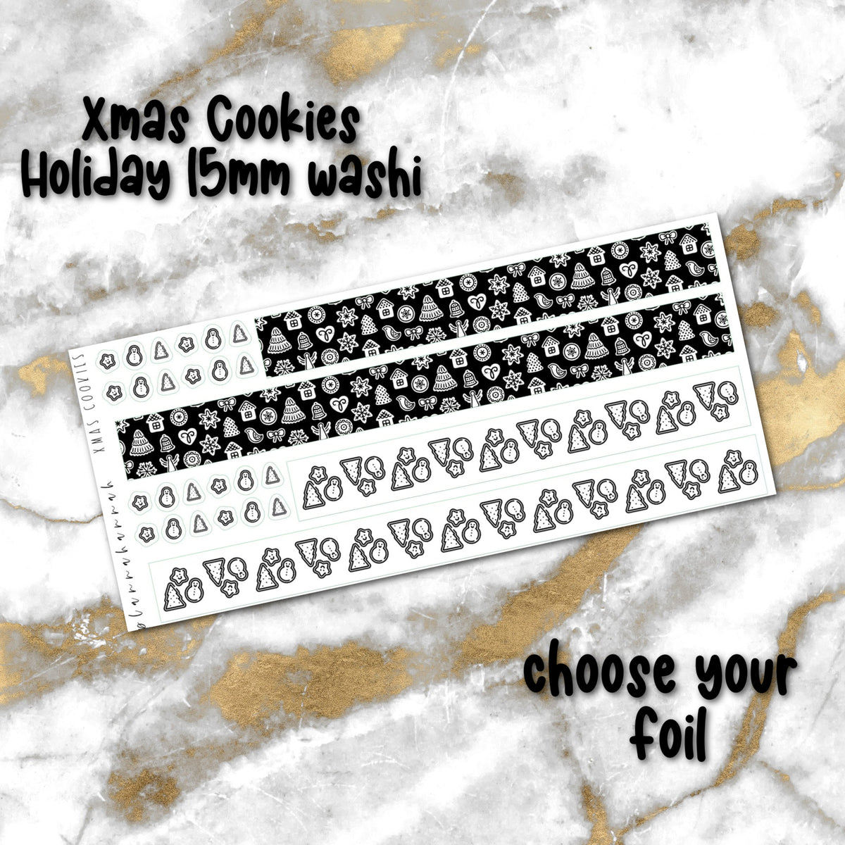Xmas Cookies | Foiled Holiday 15mm Washi Overlay