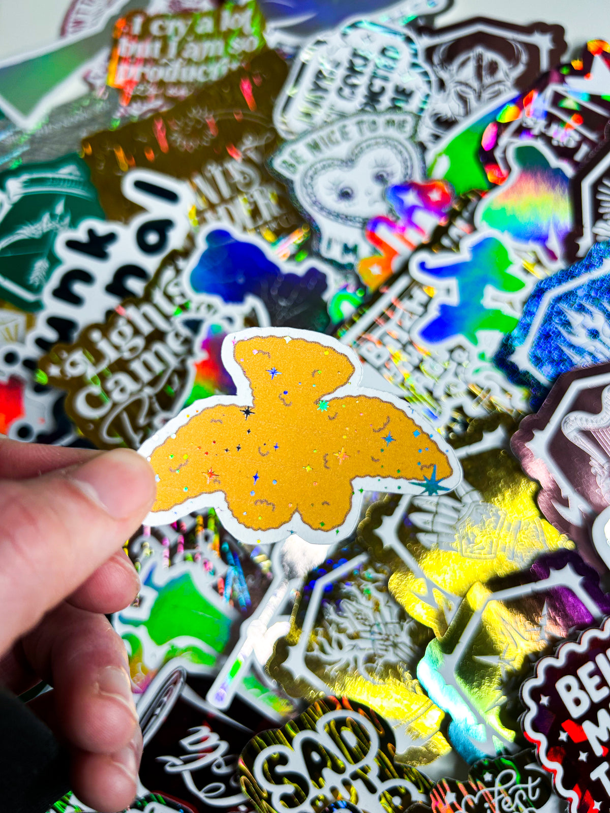 Dino Nugget Pterodactyl | Holographic Foiled Die Cut *NOT WATERPROOF*