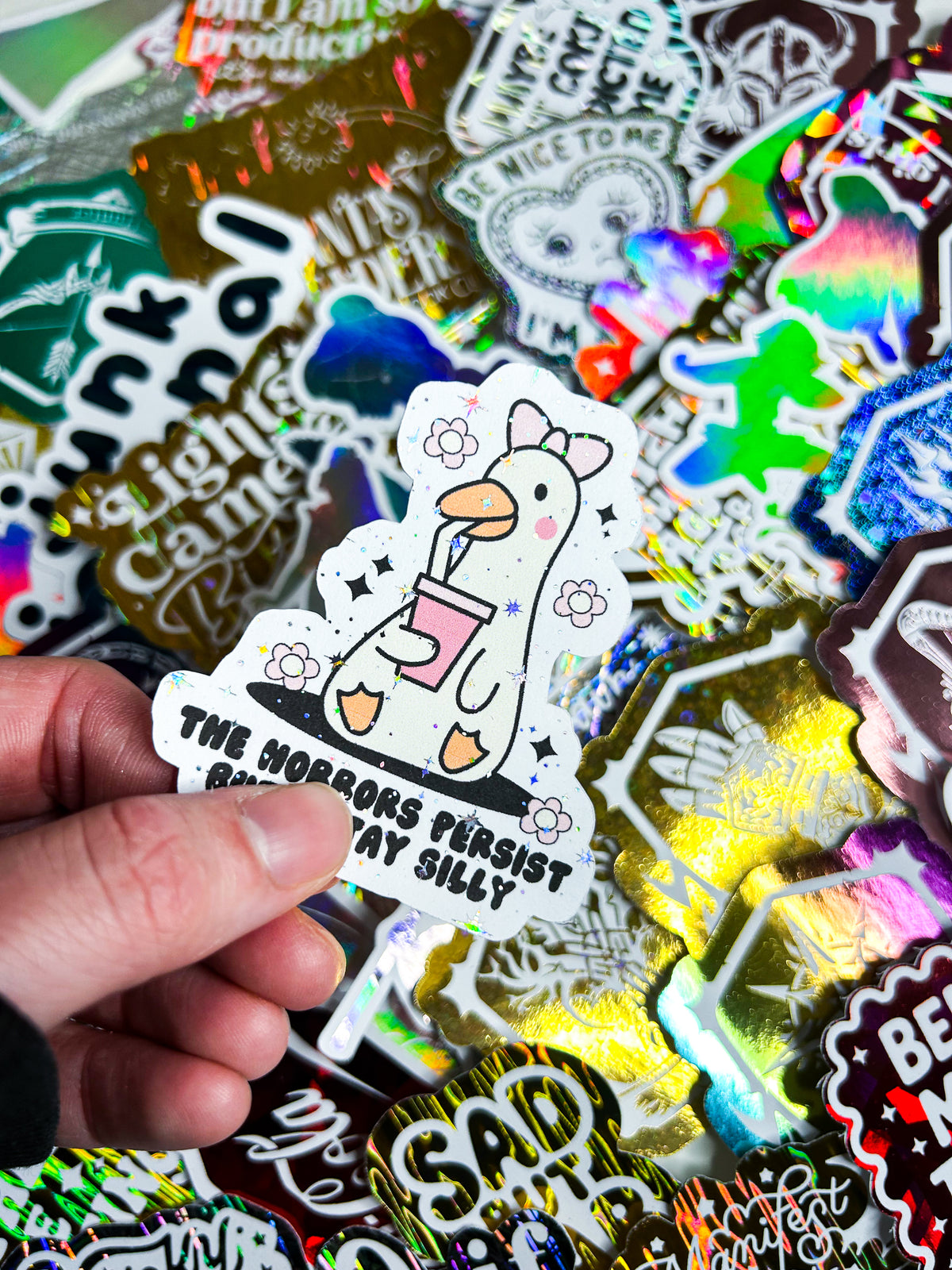 Horrors Persist | Holographic Foiled Die Cut *NOT WATERPROOF*