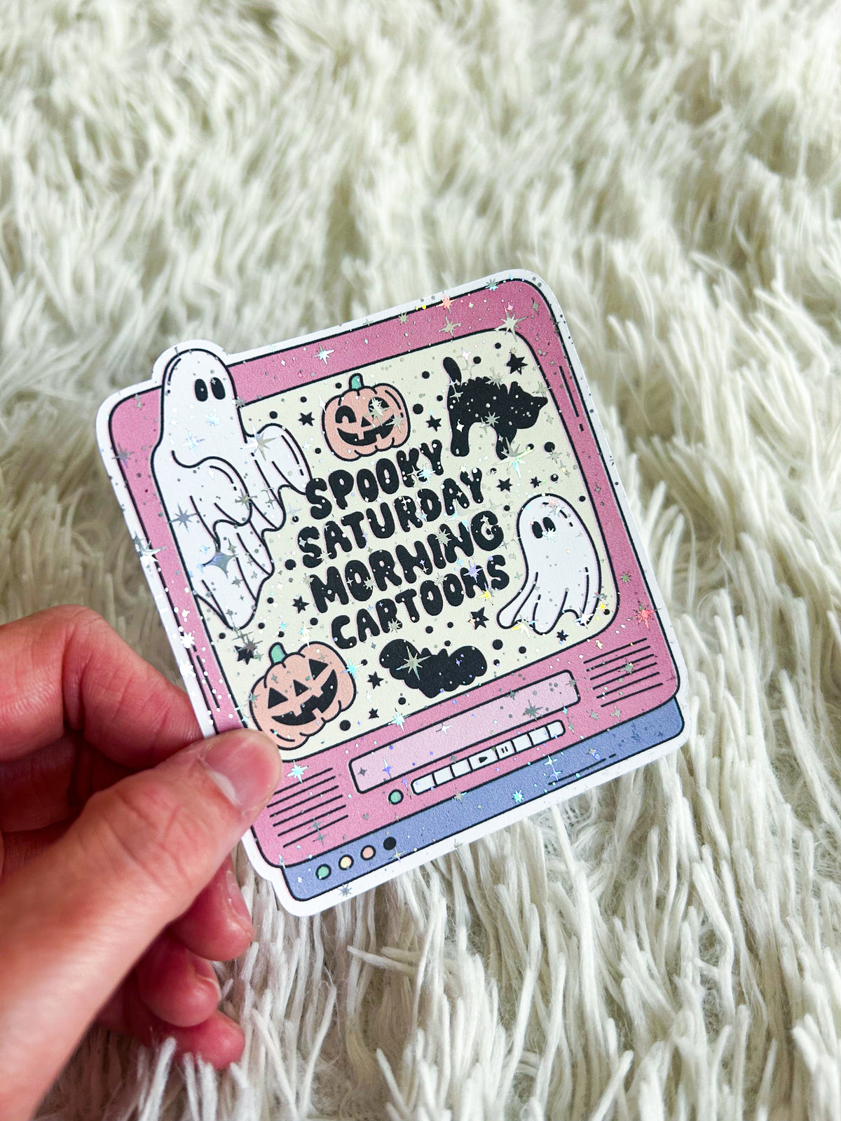 Ghost TV | Halloween Holographic Foiled Die Cut *NOT WATERPROOF*