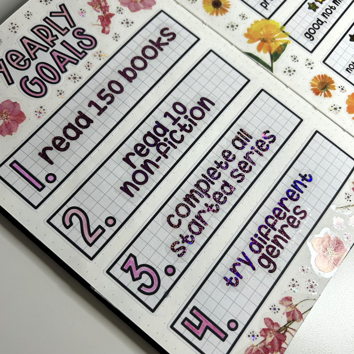 Custom Size Reading Goals | Foiled Reading Journal Stickers