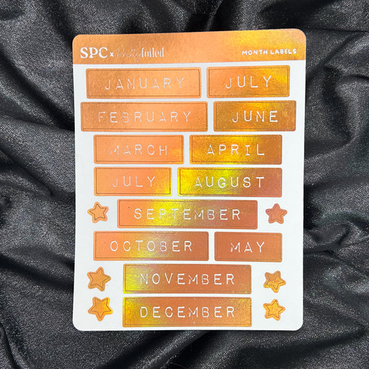 Month Labels | ScribblePrintsCo x Pretty Foiled Deco