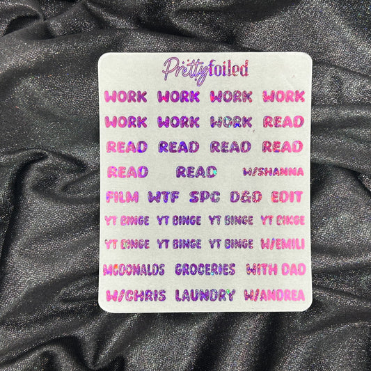 Custom MULTI - up to 30 scripts | Foiled Script Sticker