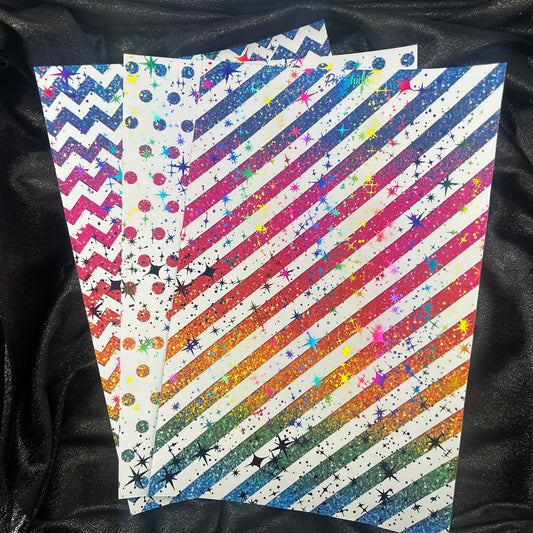 Rainbow Glitter | Foiled Background A5 Paper Bundle
