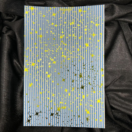 Blue Stripes | Foiled Background A5 Paper