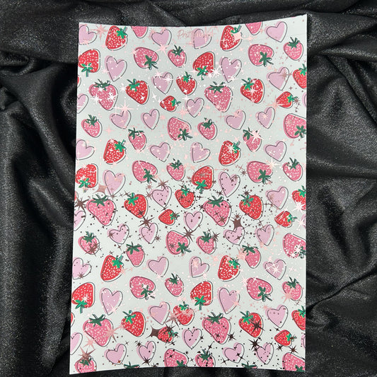 Strawberry 2 | Foiled Background A5 Paper