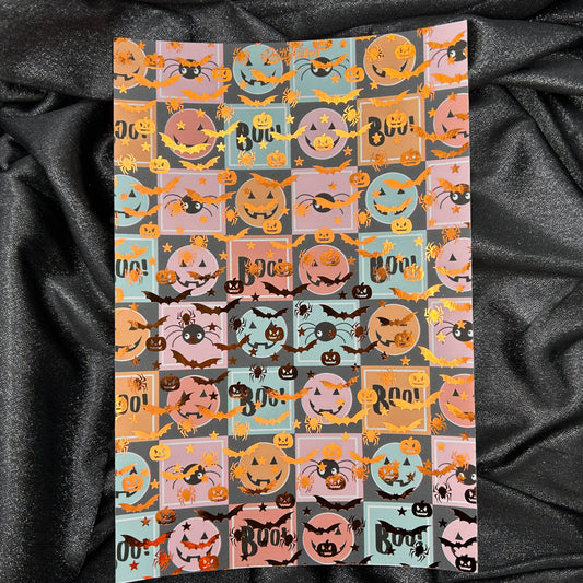 Checker Halloween | Halloween Background Foiled A5 Paper