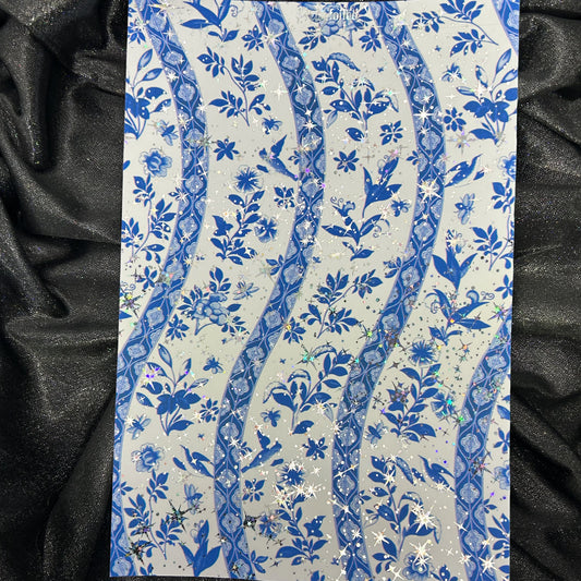 Blue Glassware | Foiled Background A5 Paper