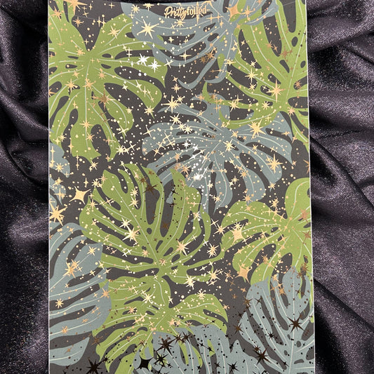Monstera Leaves | Foiled  Background A5 Paper