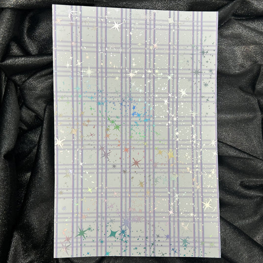 Lavender Gingham | Foiled A5 Background Paper