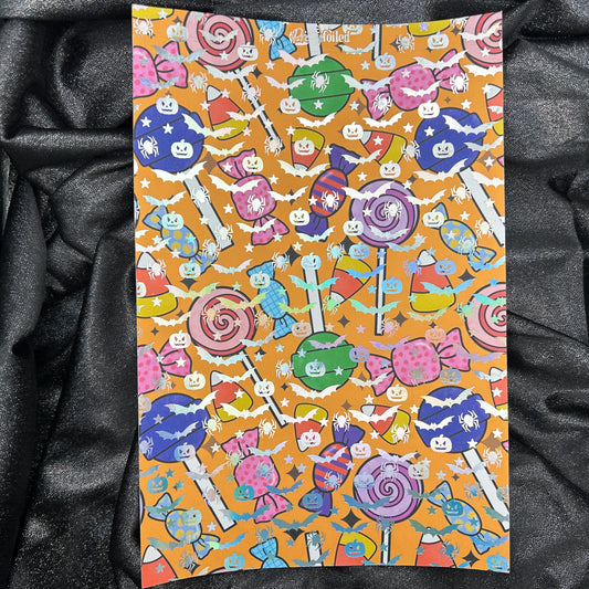 Spooky Candy | Halloween Foiled A5 Background Paper