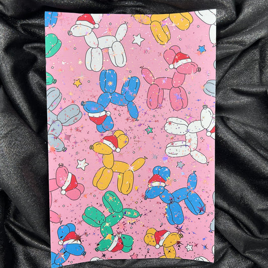 Christmas Balloon Animal | Holiday Foiled A5 Background Paper