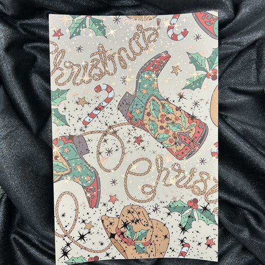 Christmas Cowboy | Holiday Foiled A5 Background Paper