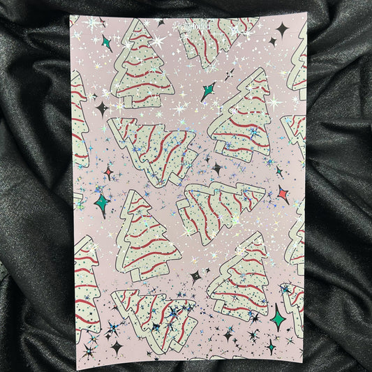 Christmas Cake | Holiday Foiled A5 Background Paper