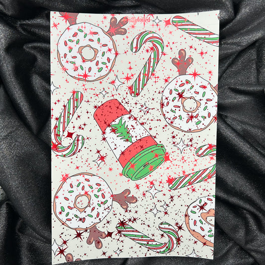 Peppermint Mocha | Holiday Foiled A5 Background Paper