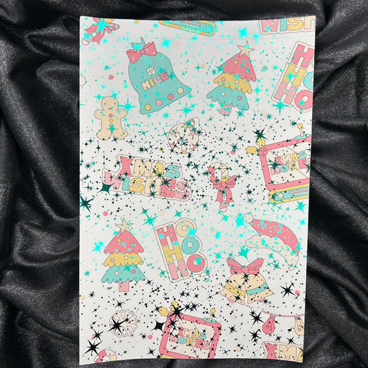 Pastel Christmas | Holiday Foiled A5 Background Paper