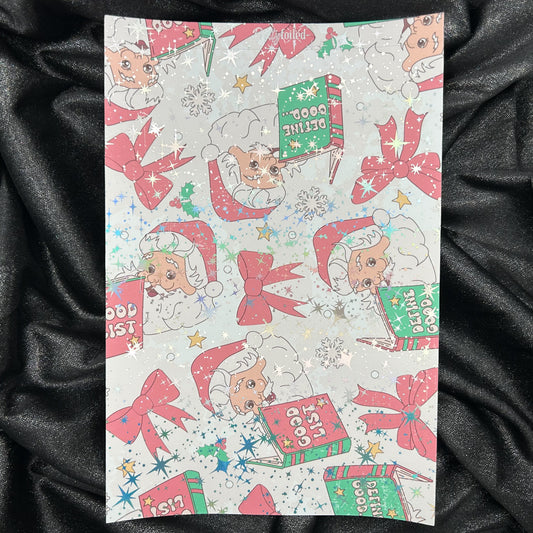 Pastel Santa | Holiday Foiled A5 Background Paper