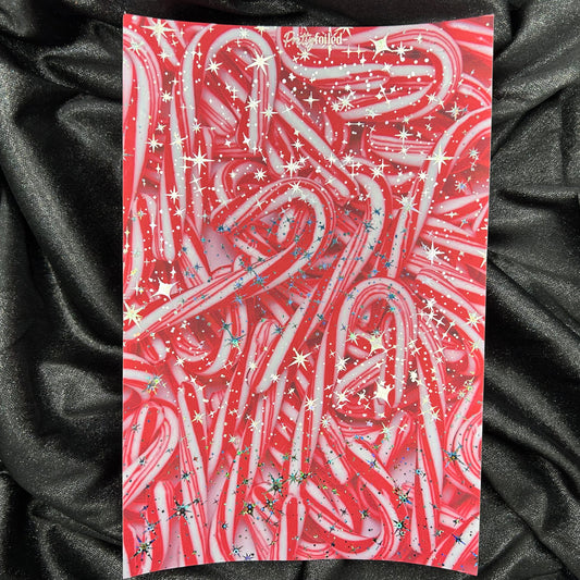 Candy Canes | Holiday Foiled A5 Background Paper