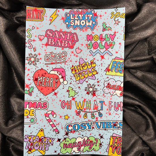 Christmas Stickers | Holiday Foiled A5 Background Paper