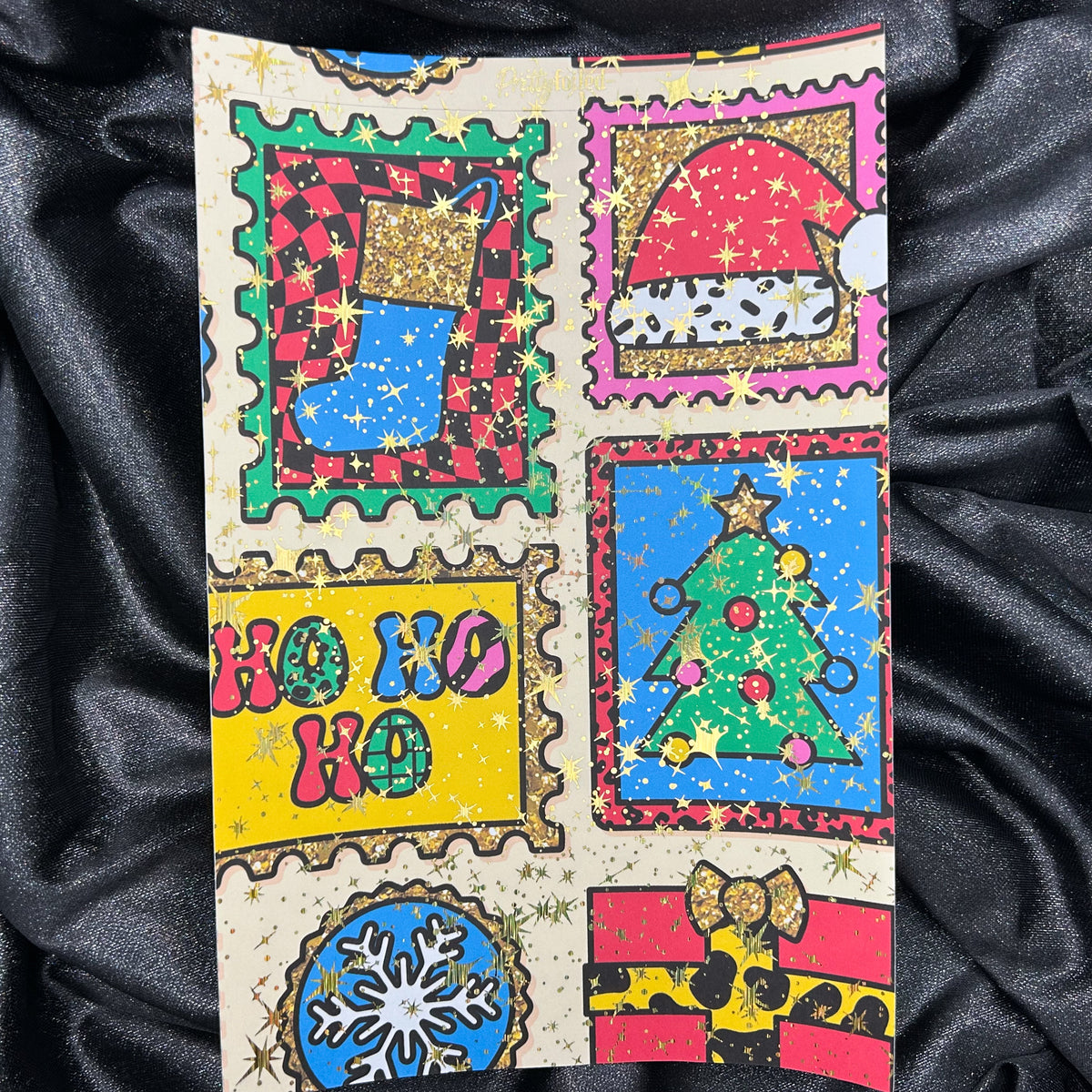 Christmas Stamps | Holiday Foiled A5 Background Paper
