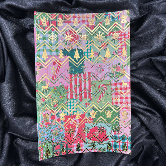 Christmas Patchwork | Traditional Christmas A5 Background Paper