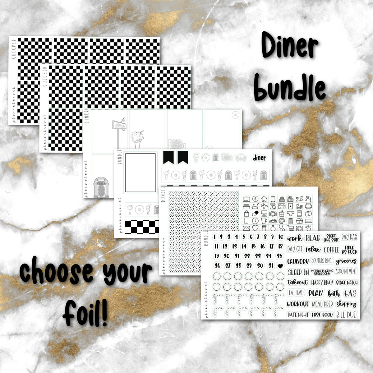 Diner Bundle | Foiled Sticker Bundle