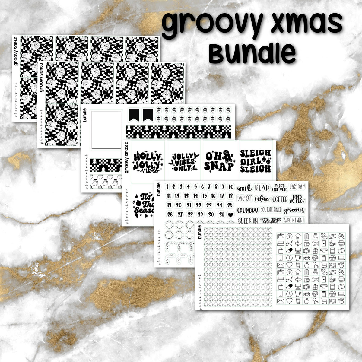 Groovy Xmas | Foiled Holiday Sticker Bundle